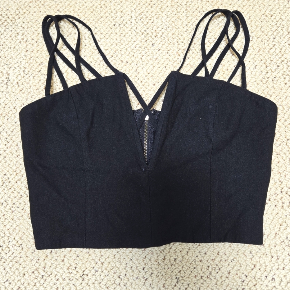 Black Strappy Crop Top